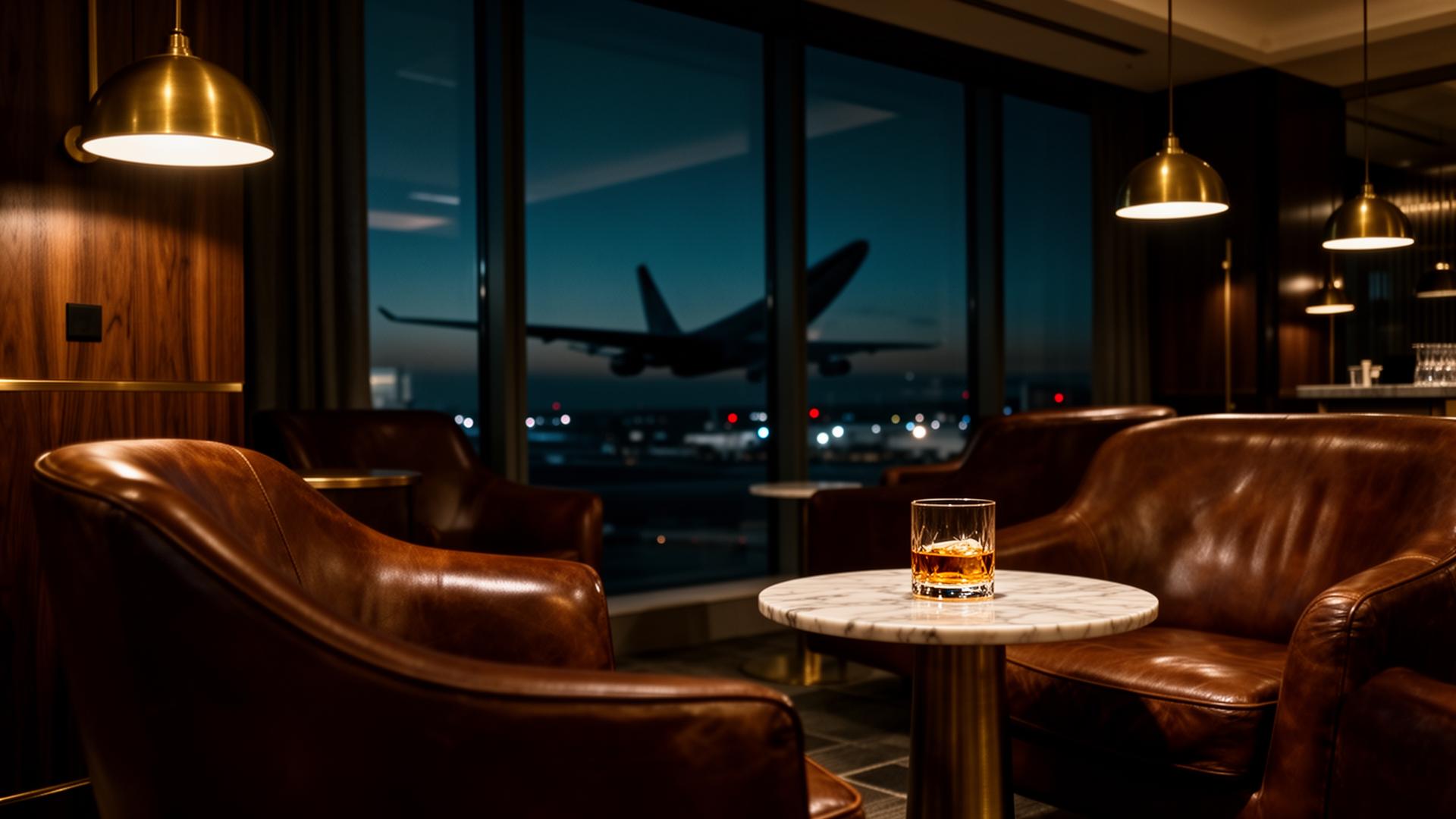 First class lounge at night
