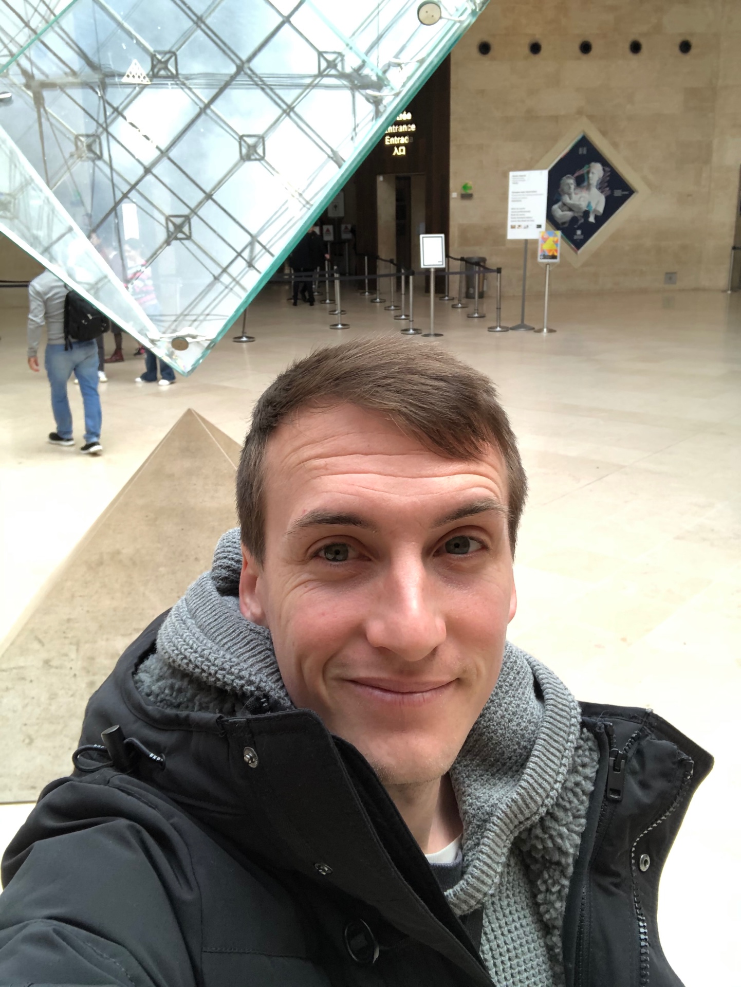 Inside the Louvre near the inverted pyramid