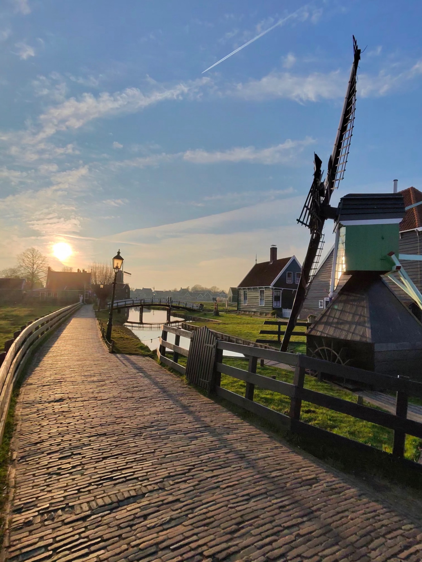 Windmill at Zaanse Schans at golden hour